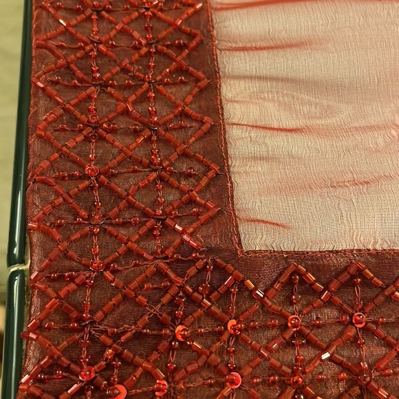 Pier One Burgundy Sequin / Beaded Sheer Table runner - Picture 3 of 5